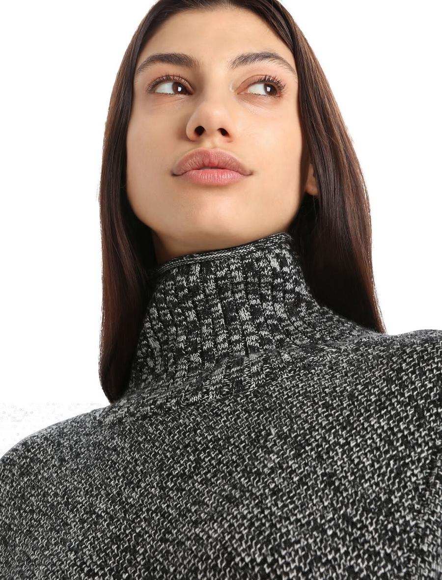 Black / Snow Women's Icebreaker Merino Seevista Funnel Neck Sweaters | USA 1627QMAZ